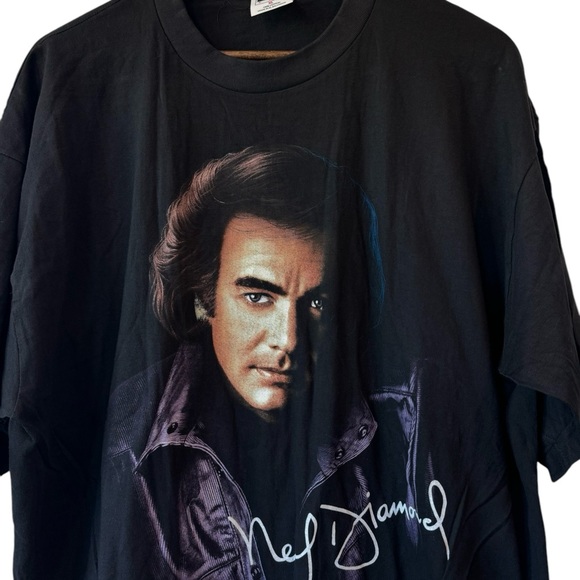 Vintage Neil Diamond US Tour 1996 Band Tee Black Purple Headshot Preloved Sz XL - Picture 6 of 13